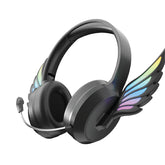 Kids Angel Wings Headphones with Mic Black by Laser