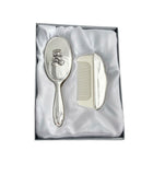 Elegant Silver Plated Bear Brush & Comb Set By Russell & Co