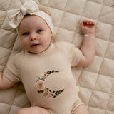 Embroidered Organic Knit Romper - By Kute Cuddles