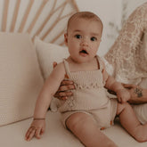 Hattie Organic Knit Romper in Taupe - by Kute Cuddles