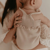 Hattie Organic Knit Romper in Taupe - by Kute Cuddles