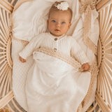 Heirloom Swaddle in Milk with Beige Lace - by Kute Cuddles