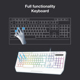 White RGB Wired Gaming Keyboard Full Size with Muti Media Keys - By Laser