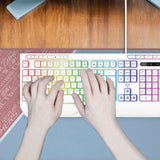 White RGB Wired Gaming Keyboard Full Size with Muti Media Keys - By Laser