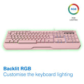 Pink RGB Wired Gaming Keyboard with Anti-Ghosting - By Laser