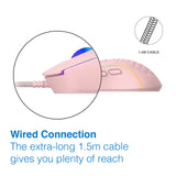 Laser Wired Gaming RGB Mouse Pink 12800 DPI - By Laser