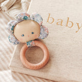 Flower Baby Teether Rattle Liberty Blue - By Alimrose
