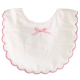Scallop Edge Bib Ivory with Pink Polka Dot Bib - By Alimrose