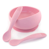 Pink Silicone Suction Bowl Set with Two Spoons - By Bright Berry