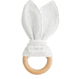 Bailey Bunny Beechwood Teether Navy Spot - By Alimrose
