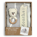 Baby Welcome to the World Milestone Swaddle & Toy Bundle - Grey by Demdaco