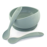 Sage Silicone Suction Bowl Set with Two Spoons - By Bright Berry