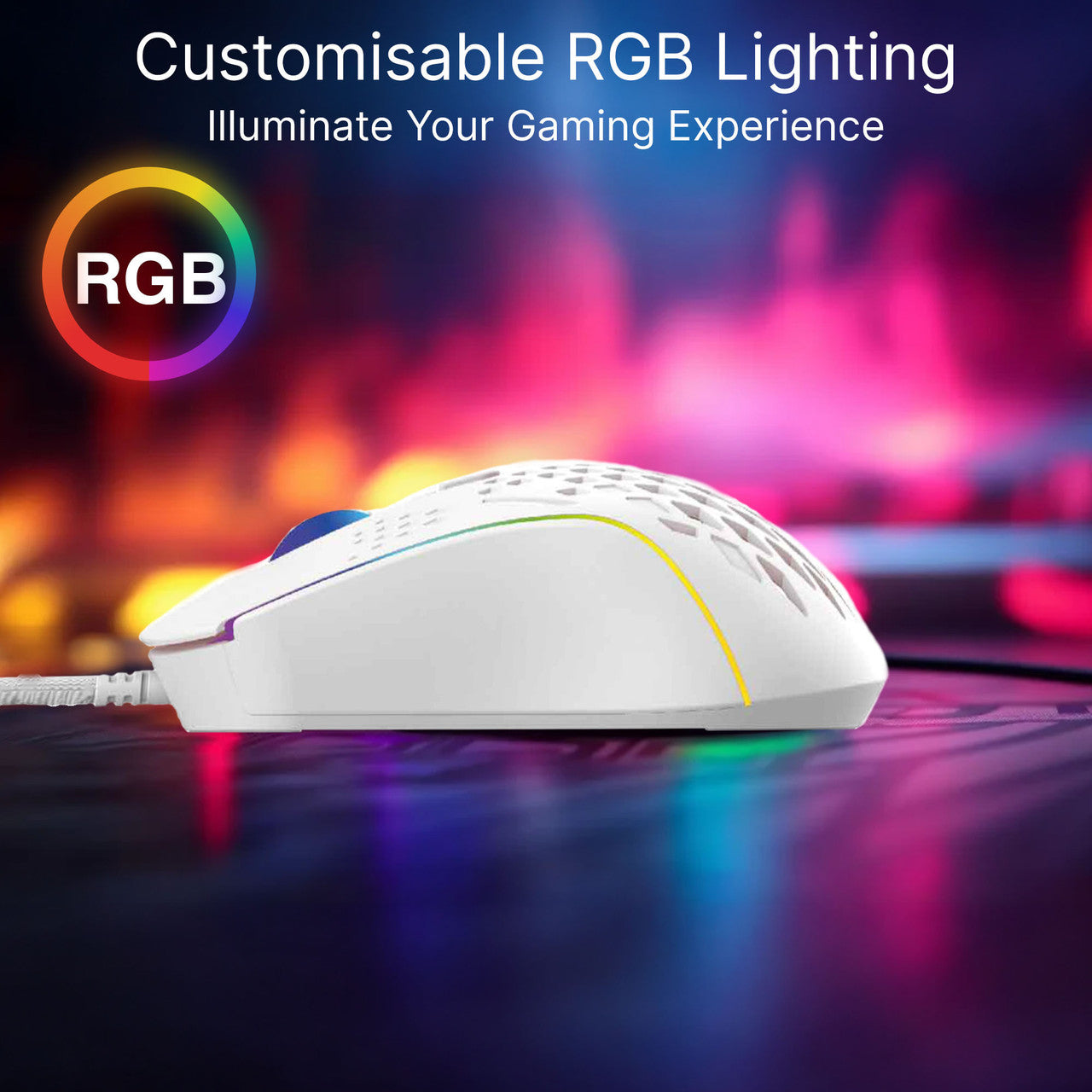 RGB Lightweight Gaming Mouse White - By Laser