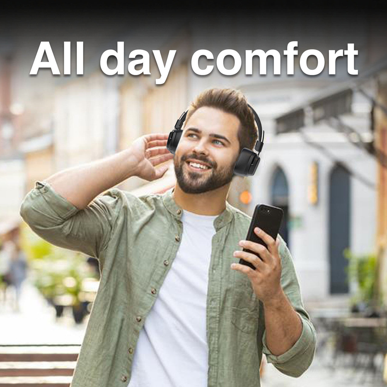 Wireless On-Ear Headphones Black - Soundtec by Laser