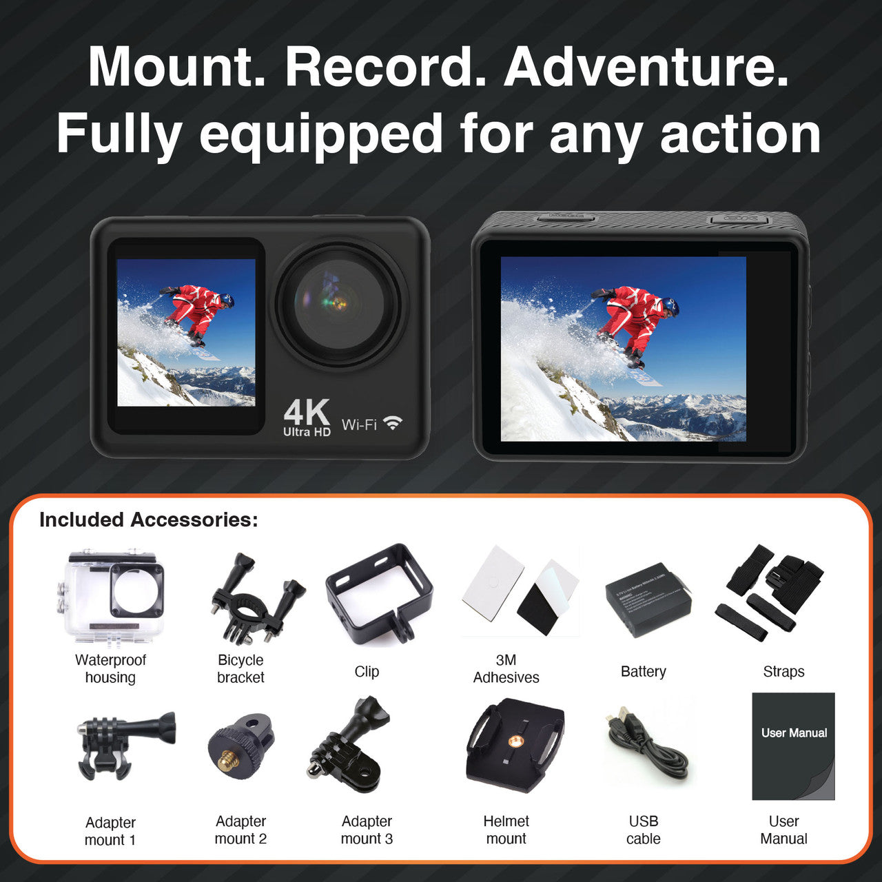 Navig8r Trek 4K Dual Screen Action Camera