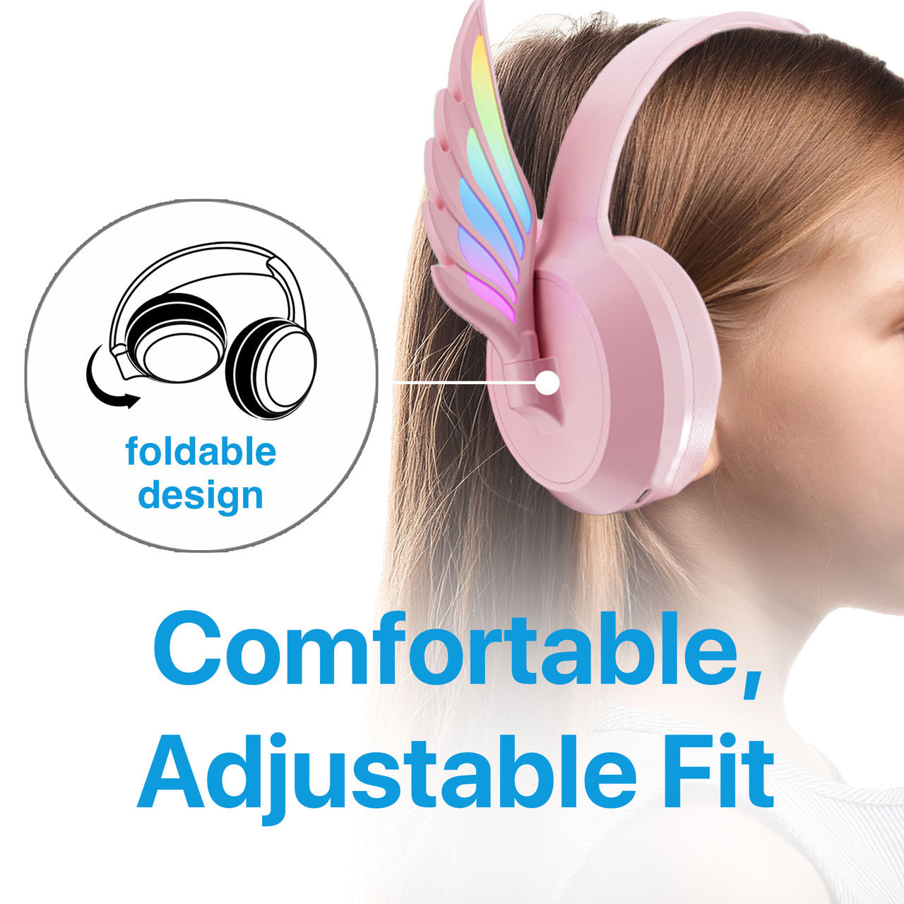 Kids Angel Wings Headphones with Mic Pink - By Laser