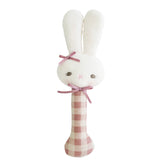 Bunny Stick Rattle Rose Check - By Alimrose