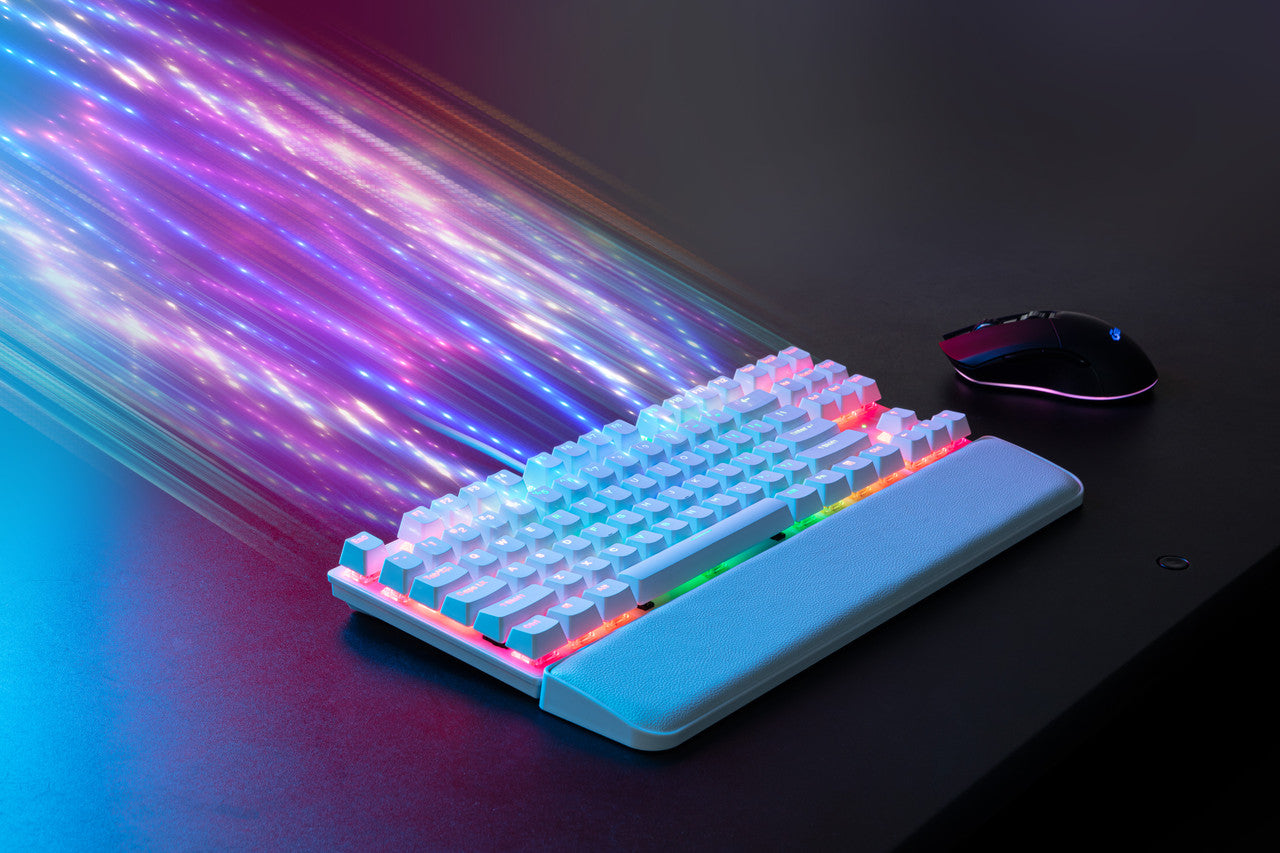 G-TEK Cyborg 87-Key Wired Bluetooth Keyboard White- By Laser