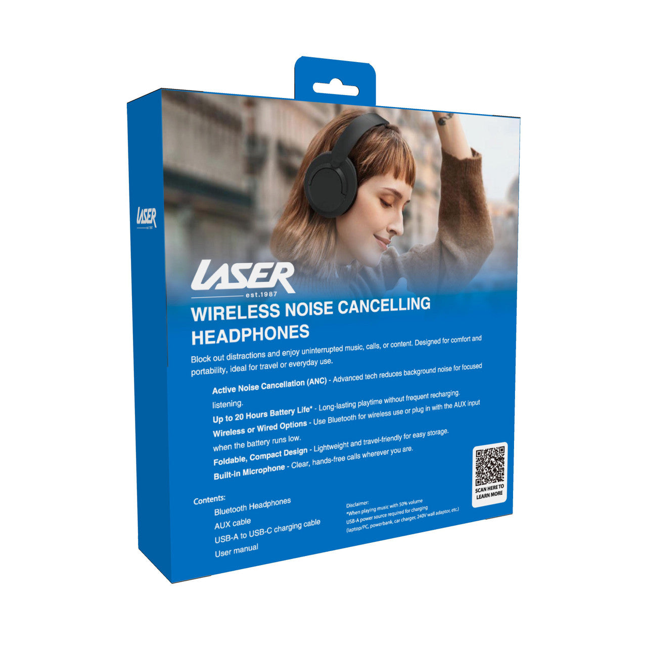 ANC Bluetooth Headphones Black - By Laser