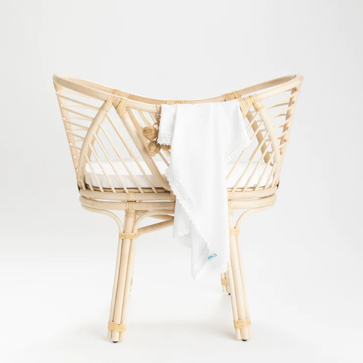 Heirloom Swaddle - Milk with Pearl Lace by Kute Cuddles