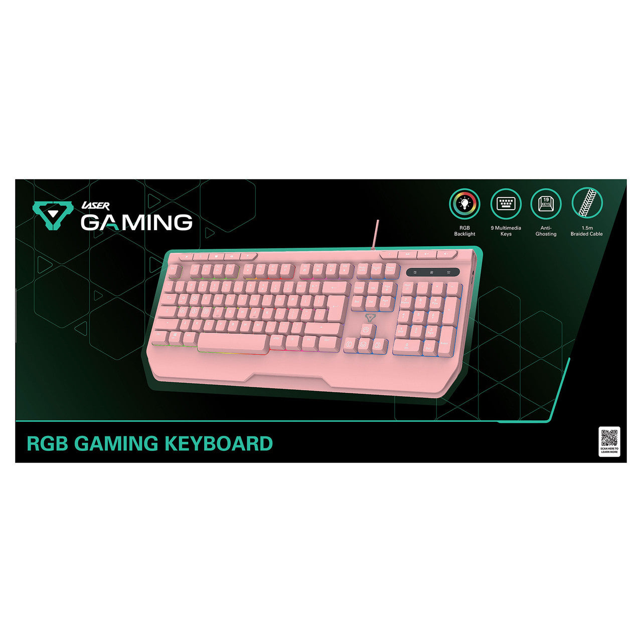 Pink RGB Wired Gaming Keyboard with Anti-Ghosting - By Laser