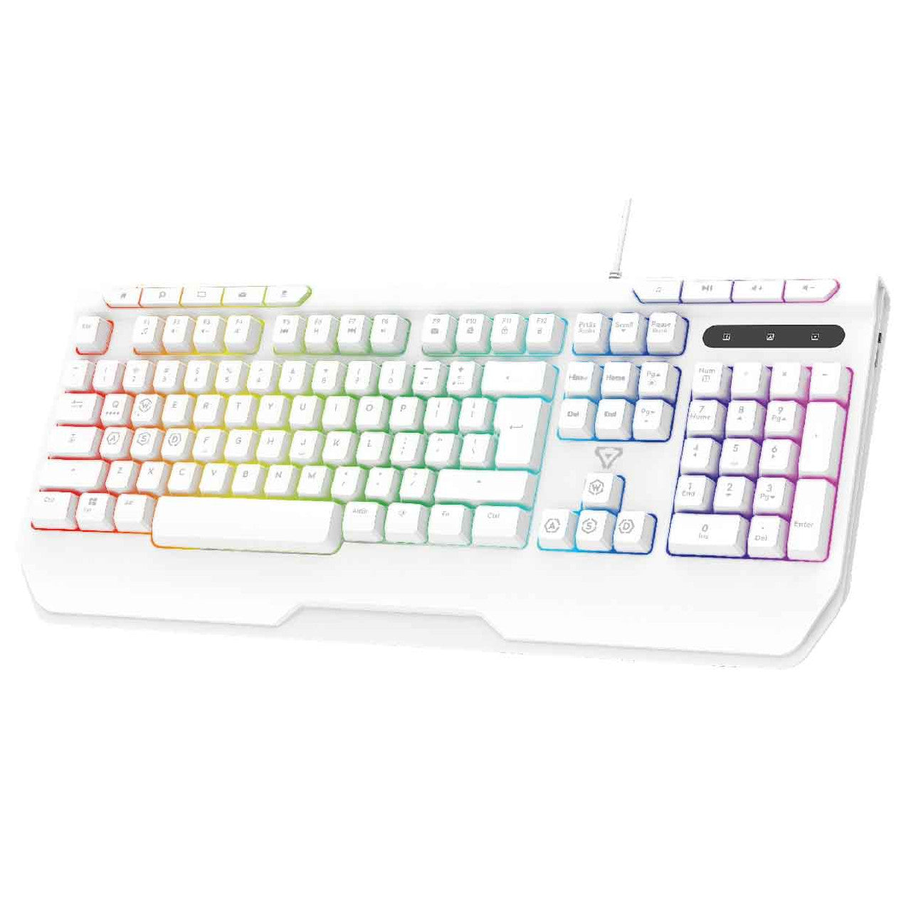 White RGB Wired Gaming Keyboard Full Size with Muti Media Keys - By Laser