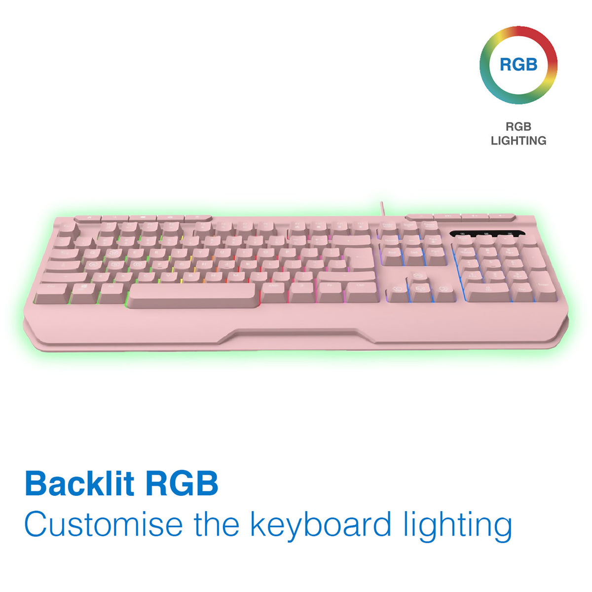 Pink RGB Wired Gaming Keyboard with Anti-Ghosting - By Laser