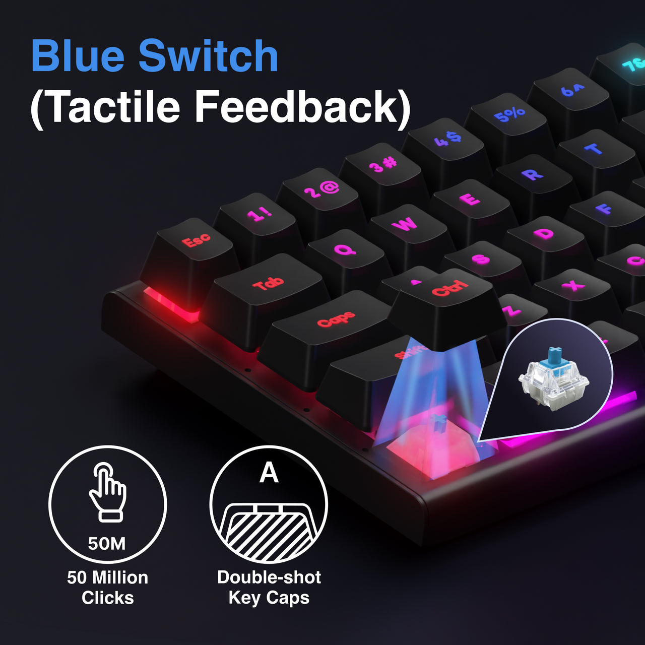 Gaming Mini Mechanical Keyboard Black - By Laser