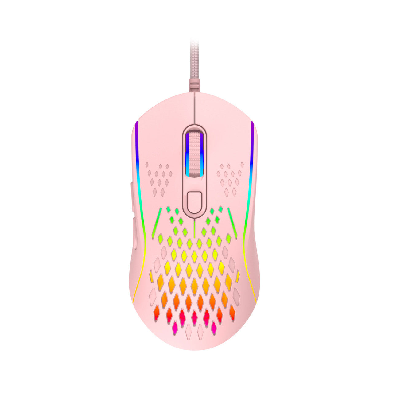 Laser Wired Gaming RGB Mouse Pink 12800 DPI - By Laser