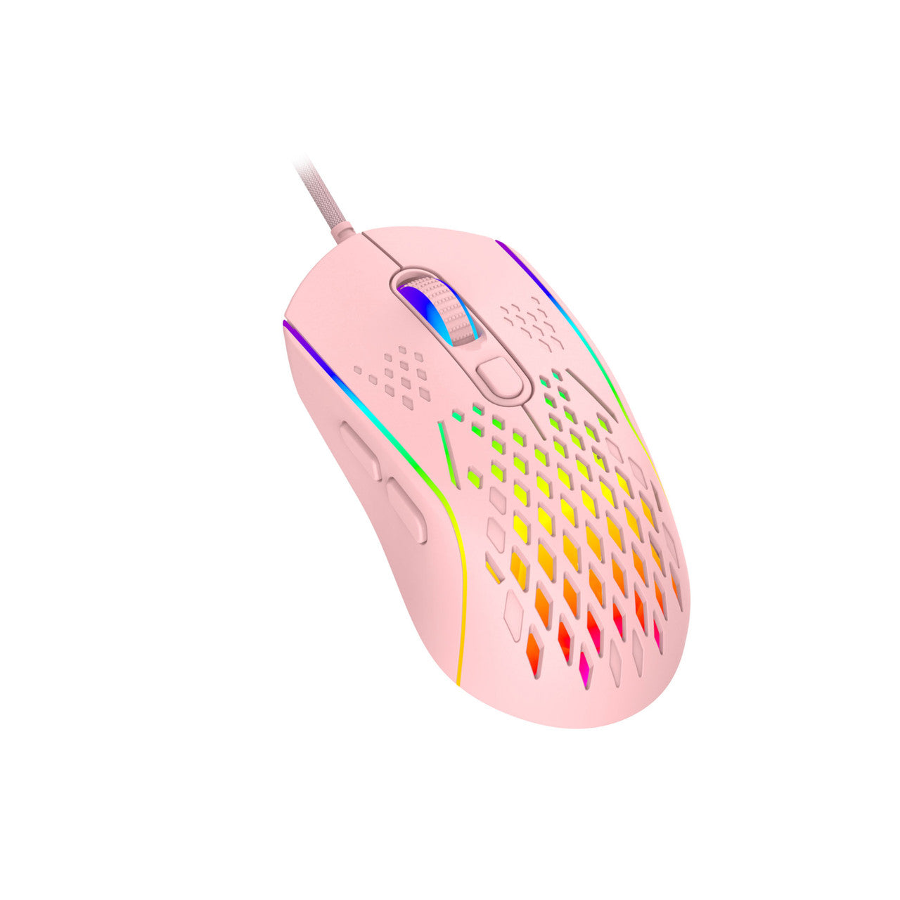 Laser Wired Gaming RGB Mouse Pink 12800 DPI - By Laser