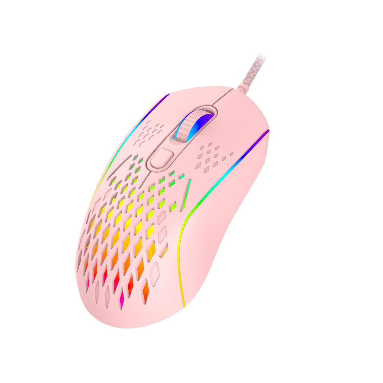 Laser Wired Gaming RGB Mouse Pink 12800 DPI - By Laser