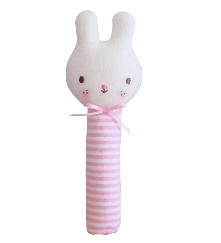 Baby Bunny Stick Rattle Pink - By Alimrose