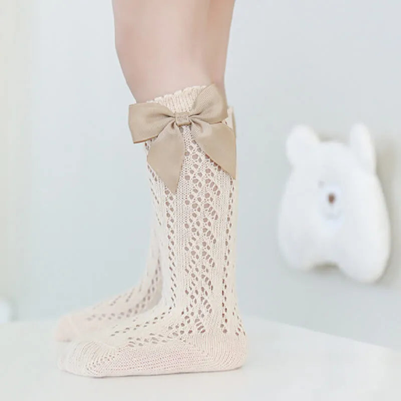 Bow Socks in Beige - By Lilvida