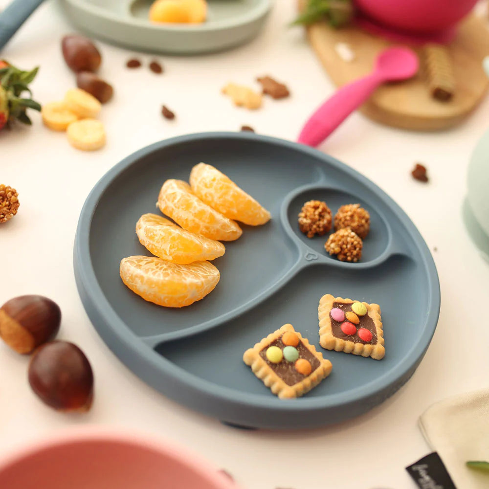 Sage Divided Suction Plate - By Bright Berry