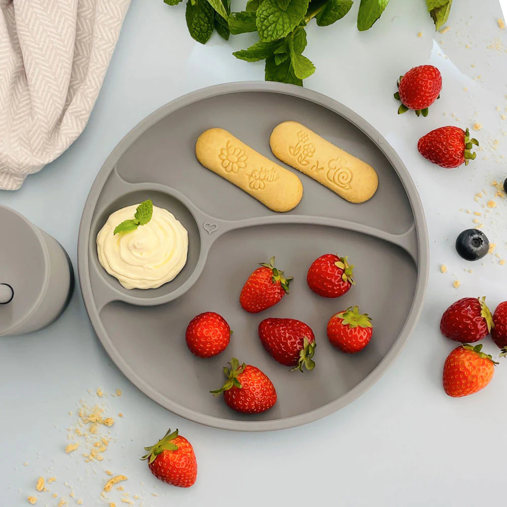 Sage Divided Suction Plate - By Bright Berry