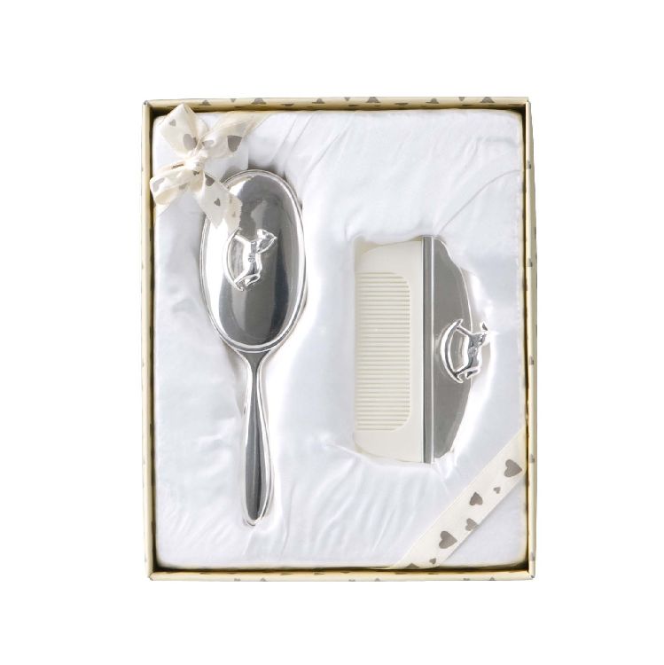 Elegant Silver Plated Horse Brush & Comb Set by Russell & Co