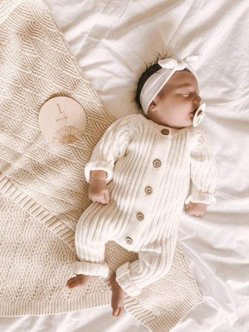 Classic Knit Hoodie Romper - By Little B's Nursery