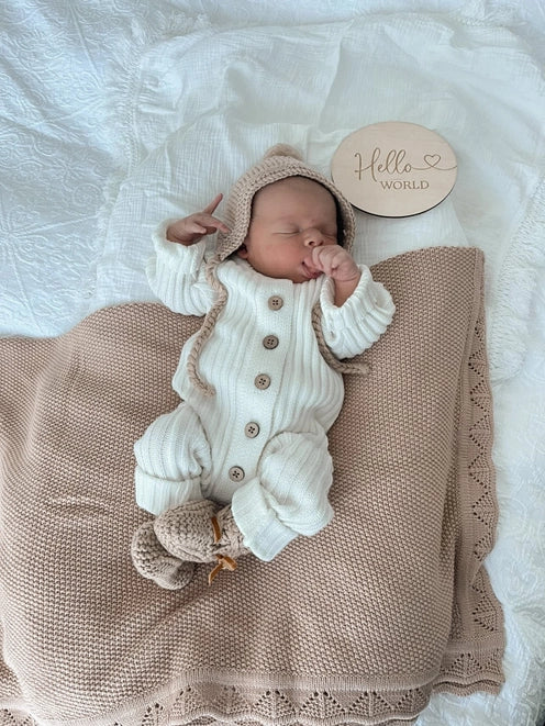 Classic Knit Hoodie Romper - By Little B's Nursery