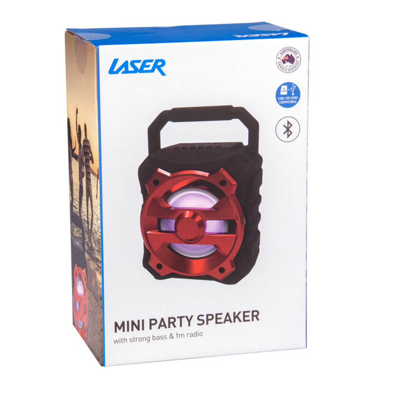 Portable Red Bluetooth Speaker with FM Radio & USB - By Laser