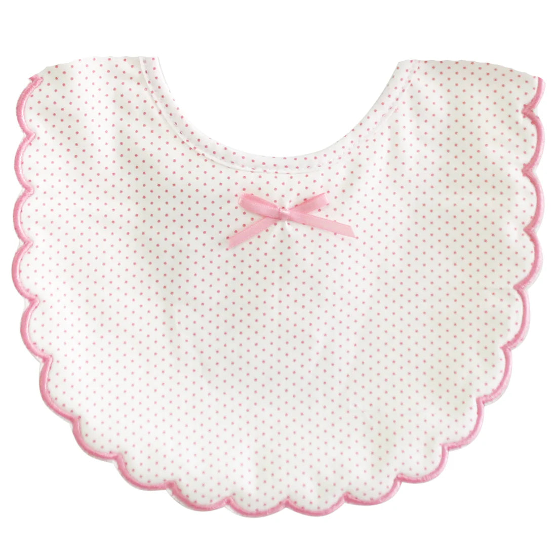 Scallop Edge Bib Ivory with Pink Polka Dot Bib - By Alimrose