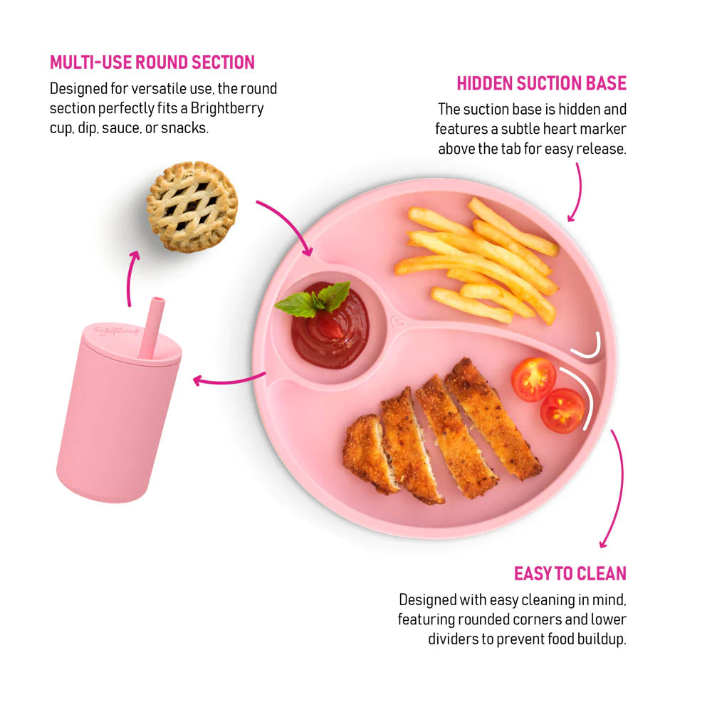 Sage Divided Suction Plate - By Bright Berry