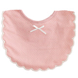Scallop Edge Bib Pink with Ivory Polka Dot Bib - By Alimrose