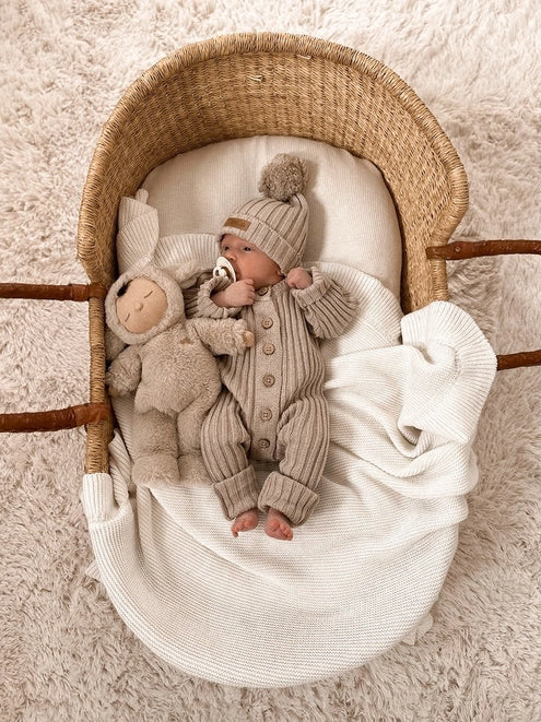 Oak Knitted Ribbed Romper - By Little B's Nursery