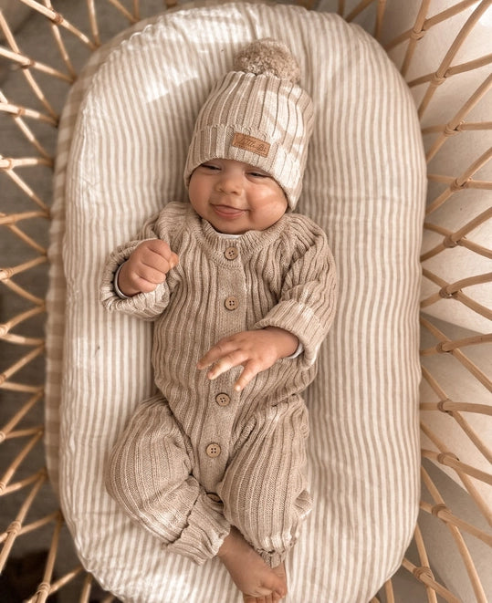 Oak Knitted Ribbed Romper - By Little B's Nursery